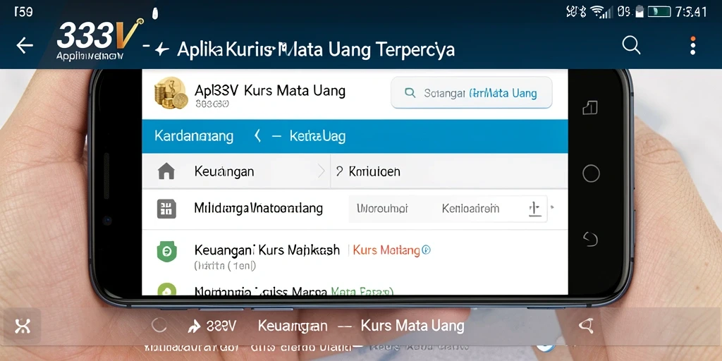 Antarmuka pengguna 333V menampilkan informasi kurs mata uang yang jelas.