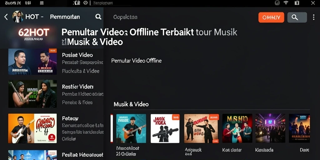 Tampilan antarmuka aplikasi Pemutar Video Offline 62HOT yang sederhana dan user-friendly.