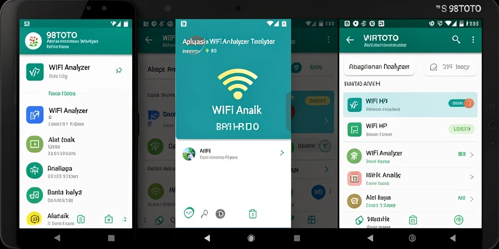 Antarmuka aplikasi 98TOTO yang menampilkan analisis WiFi secara real-time.