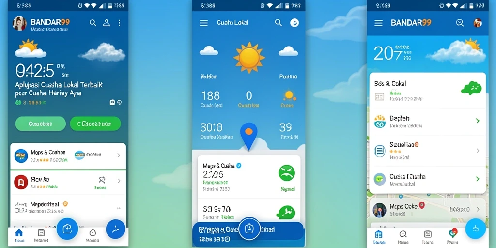 Screenshot utama BANDAR99 menampilkan antarmuka cuaca lokal yang informatif.