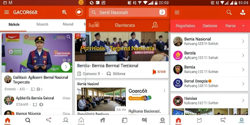 Antarmuka menarik dan fungsional dari GACOR668 aplikasi Berita Nasional.