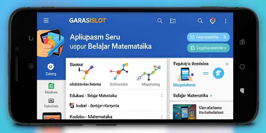 Tampilan antarmuka pengguna aplikasi GARASISLOT untuk belajar matematika.
