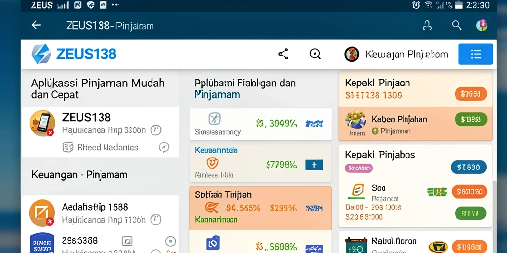 Antarmuka aplikasi ZEUS138 untuk pengajuan pinjaman yang mudah.